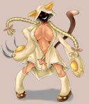 1girl 1girl big_breasts blazblue brown_skin cat_ears cat_girl exposed_breasts kaka_(blazblue) oversized_clothes taokaka