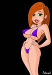 1girl bikini disney eyebrows female_only fnbman green_eyes kim_possible kimberly_ann_possible necklace solo teeth