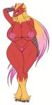 avian big_ass big_breasts bikini blaziken cute luchodraws nipple_piercing red_fur seductive wiitenuant yellow_hair