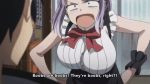 1boy 1girl anime blush bouncing_breasts dagashi_kashi embarrassed gif huge_breasts mad shidare_hotaru