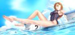 1girl 1girl 1girl big_breasts bob_cut breasts clothed_female competition_swimsuit feet female_focus female_only jujutsu_kaisen kugisaki_nobara legs long_legs looking_at_viewer one-piece_swimsuit orange_hair poolside short_hair solo_female solo_focus tagme teen thighs