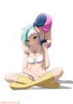  2_girls 2girls blush bonbon bonbon_(mlp) bra breasts female female_only friendship_is_magic humanized lyra_heartstrings lyra_heartstrings_(mlp) mostly_nude my_little_pony panties rambon7 sitting socks white_bra white_panties 