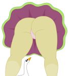  1girl ass clothed equestria_girls female fluttershy fluttershy_(mlp) friendship_is_magic goose mashoart my_little_pony panties pink_panties skirt standing upskirt viewed_from_below white_background 