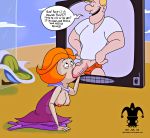 big_breasts breasts_out_of_clothes cheating_wife fellatio jack_jetwash jane_jetson jester_(artist) looking_up on_knees oral the_jetsons