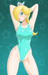 alluring big_breasts blonde_hair blue_eyes bluebullpen breasts one-piece_swimsuit princess_rosalina rosalina super_mario_bros. swimsuit