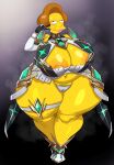  20th_century_fox adultart_(artist) big_breasts cosplay edna_krabappel huge_breasts milf mythra mythra_(xenoblade) nintendo plump the_simpsons tight_clothing xenoblade_(series) xenoblade_chronicles_2 