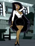 big_breasts black_hair blue_eyes breasts cleavage danny_phantom desiree grimphantom solo teacher