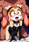 1boy 1girl ahoge ai-generated ai_generated all_fours animal_ears bed blush bulge bunny_ears bunny_girl cream_the_rabbit cum cum_in_mouth cum_inside doggy_position ear_grab furry furry_female goth_fashion gothic hetero high_res interspecies male open_mouth rough_sex sega self_upload sex_from_behind small_breasts sonic sonic_the_hedgehog_(series) tongue tongue_out younger_female