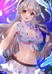 1girl 1girl alluring big_breasts bikini bikini_skirt black_hairband book cleavage commentary_request corrin_(fire_emblem) corrin_(fire_emblem)_(female) corrin_(summer)_(fire_emblem)_(female) edamameoka fire_emblem fire_emblem_fates fire_emblem_heroes fire_emblem_warriors flower flower_necklace front-tie_bikini_top front-tie_top hair_between_eyes hair_flower hair_ornament hairband hibiscus high_res holding holding_book intelligent_systems jewelry lei long_hair looking_at_viewer navel necklace nintendo official_alternate_costume open_mouth pointy_ears red_eyes smile swimsuit white_bikini white_hair