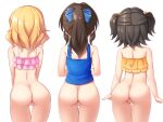 3_girls akagi_miria ass bikini_top_only bottomless cute_butt facing_away idolmaster no_panties pussy sakurai_momoka standing tachibana_arisu take_your_pick uncensored upscaled waifu2x