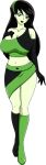 1girl ale-mangekyo ale-mangekyo_(artist) alternate_breast_size alternate_costume arm_at_side asymmetrical_boots asymmetrical_footwear bangs bare_shoulders black_boots black_footwear black_gloves black_hair black_lipstick black_shirt black_skirt boots breasts cleavage collarbone disney earrings elbow_gloves eyes_visible_through_hair female_only female_solo footwear full_body gloves green_boots green_eyes green_footwear green_hairband green_shirt green_skin green_skirt hair_between_eyes hair_ornament hairband hand_on_chest hand_up happy head_tilt huge_breasts jewelry kim_possible legs legs_together lips lipstick long_hair looking_at_viewer makeup midriff multicolored_clothes multicolored_shirt multicolored_skirt navel neck necklace open_mouth pale-skinned_female pale_skin revealing_clothes shego shirt single-shoulder_shirt skirt smile standing straight_hair stud_earrings supervillainess swept_bangs teenage_girl thick_thighs thighs transparent_background two-tone_shirt two-tone_skirt villain