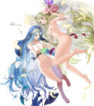 1girl alluring aqua_hair azura_(fire_emblem) bare_legs barefoot bettercommsoul blonde_hair completely_nude female_only fire_emblem fire_emblem:_path_of_radiance fire_emblem_fates fire_emblem_heroes fire_emblem_warriors intelligent_systems leanne_(fire_emblem) nude nude_female nude_filter