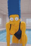 breasts erect_nipples looking_at_viewer marge_simpson one_breast_out swimsuit the_simpsons
