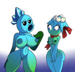 1girl 2_girls big_breasts blue_skin breasts electronic_arts missile_toe_(pvz) multiple_females multiple_girls nude nude_female plant plant_girl plantie plants_vs_zombies popcap_games pussy pussy snow_pea_(pvz) thelordjoshua1