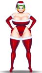 ass bell big_ass big_breasts bluebullpen breasts choker christmas cleavage commission empty_eyes female mind_control queen_valentina santa_boots santa_costume santa_gloves santa_hat santa_leotard solo super_mario_bros. super_mario_rpg