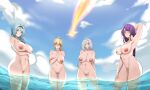1girl 4girls alluring big_breasts big_breasts dovinder eula_(genshin_impact) genshin_impact jean_gunnhildr nude nude raiden_shogun shenhe_(genshin_impact) water