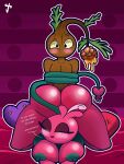 1boy 1girl 1girls ass ass_focus big_breasts blooming_heart_(pvz) blush breasts breasts_bigger_than_head doggy doggy_position from_behind larger_female loser_sex male plantie plants_vs_zombies plants_vs_zombies_2:_it's_about_time restrained restrained_by_tentacles sap-fling_(pvz) sex smaller_male spanish_text tail tail_wrap text thelordjoshua1 wrapped