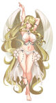1girl 1girl absurd_res absurdly_long_hair alluring alternate_breast_size alternate_costume angel_wings arm_strap ass_visible_through_thighs bare_legs barefoot big_breasts bikini blonde_hair blush breasts cleavage dancer dancing earrings feathered_wings feet female_only fire_emblem fire_emblem:_path_of_radiance fire_emblem:_radiant_dawn fire_emblem_heroes full_body hand_up harem harem_outfit high_res intelligent_systems jewelry leanne_(fire_emblem) leg_strap long_hair navel nez-box nintendo open_mouth smile swimsuit toes very_long_hair white_background white_bikini white_wings wings yellow_eyes