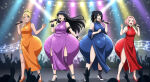 4_girls ai_generated belly_bulge black_hair boruto:_naruto_next_generations butt_expansion dat_ass dumptruck_ass genderswap genderswap genderswap_(mtf) gigantic_ass hinata_hyuuga hoop_earrings naruko naruto_shippuden pink_hair sakura_haruno sasuko self_upload singing sparkles stable_diffusion stage stage_lights wife_and_wife