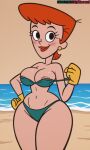 1girl 1girl accurate_art_style ai_generated apron areola areola areola_slip beach big_breasts bigass bigboobs bigtits bikini black_eyes blush breasts cartoon_network dexter's_laboratory dexter's_mom earrings exposed_breasts gloves hand_on_breast hard_nipples high_res housewife huge_ass huge_ass huge_breasts keoenl lipstick makeup medium_breasts midriff milf milftoon navel nipples nude nude ocean red_hair sand shirt small_bikini subscribestar thick_thighs undressing wide_hips wide_thighs