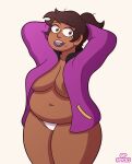 1girl 1girls aged_down big_belly big_breasts breasts camila_noceda chubby chubby_female dark-skinned_female dark_skin disney disney_channel female_focus female_only gp_spices milf milf no_bra panties the_owl_house thick_thighs wide_hips