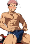 1boy ai_generated bara bare_pectorals erection_under_clothes itadori_yuuji jujutsu_kaisen male male_focus male_only muscular muscular_male solo_male yaoi