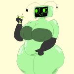 1girl 1girl 1girl antennae beach chubby completely_naked completely_naked_female completely_nude completely_nude_female dandy's_world female_focus female_only holding_drink huge_nipples nude robot robot_girl simple_background solo_female solo_focus tv_head vee_(dandy's_world)
