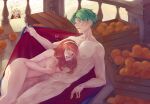 1boy 1girl 2_girls albein_alm_rudolf_ii alm_(fire_emblem) anthiese_lima ass bangs big_ass blush c0_nes celica_(fire_emblem) completely_nude erection exhibitionism faye_(fire_emblem) fire_emblem fire_emblem_echoes:_shadows_of_valentia fire_emblem_warriors food fruit green_eyes green_hair handjob intelligent_systems male medium_breasts medium_hair nintendo nipples nude nude_female nude_male orange_(fruit) orange_eyes orange_hair penis public public_nudity red_eyes short_hair stealth_sex unaware very_short_hair
