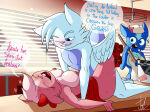 1girl accessory ambiguous_penetration angry anthro anthro_on_anthro anthro_penetrated anthro_penetrating anthro_penetrating_anthro apron apron_only areola being_watched big_breasts blinds blue_body blue_fur blush bodily_fluids bow_(feature) bow_accessory bow_ribbon breasts broom bubble buckteeth cash_register chipmunk cleaning_tool clenched_teeth closed_eyes clothing color_coded color_coded_text dialogue diner duo english_text female_penetrated flower flower_in_hair friends from_front from_front_position fur giggles_(htf) ground_squirrel group hair hair_accessory hair_bow hair_ribbon happy happy_sex happy_tree_friends high_res inside jewelry lechugansfw leg_wrap looking_at_another lying male male/female male_penetrating male_penetrating_female mammal mephitid missionary missionary_position mostly_nude multicolored_body multicolored_fur name_drop name_in_dialogue necklace nipples nude nude_male on_back on_counter one_eye_closed penetration petunia_(htf) pink_body pink_fur pink_hair plant profanity public public_nudity public_sex pussy restaurant ribbons rodent sciurid sex skunk snowers_(fan_character) speech spread_legs spreading squirrel sweat table_lotus table_lotus_position teeth text tree trio two-tone_body two-tone_fur vaginal vaginal_penetration window wings wood