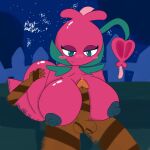 1boy 1girl 1girls ass big_breasts blooming_heart_(pvz) breasts breasts_bigger_than_head male paizuri plantie plantie_on_plantie plants_vs_zombies plants_vs_zombies_2:_it's_about_time righty sap-fling_(pvz) tail