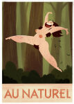 breasts brown_hair closed_eyes forest hairy_armpits hairy_arms hairy_legs human human_female long_hair muffin_top nipples nude nude_female pubic_hair streaking woods