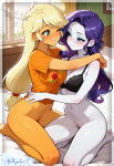 2girls ai_generated applejack applejack_(eg) applejack_(mlp) bellyanka bottomless equestria_girls female hasbro my_little_pony rarity rarity_(eg) rarity_(mlp) tagme