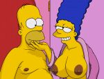 erect_nipples homer_simpson marge_simpson massive_breasts ready_to_fuck robe the_simpsons