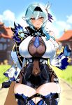 1girl ai_generated blue_hair curvy curvy_female curvy_figure eula_(genshin_impact) genshin_impact long_hair