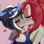 1girl 2_girls black_hair immorticia_(pvz) kissing multiple_females multiple_girls neptuna_(pvz) octopus plants plants_vs_zombies plants_vs_zombies:_heroes pvz r_bismut rbismut tentacle undead wholesome yuri yuri zombie zombie_(pvz) zombie_girl