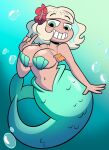 1girl 4_fingers alternate_version_available belly_button big_breasts blonde-haired_female blonde_female breasts disney disney_channel disney_xd female flower flower_in_hair green_tail grimphantom jackie_lynn_thomas jpeg merfolk mermaid mermaid_girl mermaid_tail necklace shell_bikini smile solo star_vs_the_forces_of_evil underwater water