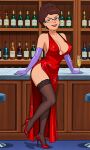 breasts dress erect_nipples_under_clothes glasses gloves king_of_the_hill no_bra peggy_hill stockings thighs