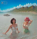 1girl 1girls 2_girls ai_assisted aisinful ass ass ayase_momo big_ass big_ass big_breasts big_breasts big_breasts breasts breasts brown_hair dandadan female_only high_res medium_breasts momo_ayase pink_hair shiratori_aira_(dandadan) short_hair sweat thick_thighs thighs wet wide_hips yuri yuri