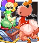 2025 angry animate_inanimate anthro artist_name ass balls bent_over big_ass big_balls big_penis black_eyes blush blush_lines blushcrunch_studio bodily_fluids bottomless clothed clothing cross-popping_vein dandy's_world dandy_(dandy's_world) digital_media_(artwork) duo elemental_creature eye_contact flora_fauna flower flower_creature food food_creature for_a_head furniture genitals green_body half-closed_eyes humanoid inside karikhuri looking_at_another male male/male multicolored_body multicolored_clothing multicolored_topwear narrowed_eyes nude object_head orange_body partially_clothed penis plant rear_view red_clothing red_topwear red_vest roblox shrimpo_(dandy's_world) sitting sitting_on_stool stool sweat tan_body text thick_thighs three-quarter_view toon_(dandy's_world) topwear two_tone_body two_tone_clothing two_tone_topwear two_tone_vest vest white_body white_clothing white_topwear white_vest