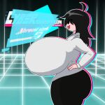 1girl 1girls ass big_ass big_penis big_thighs black_hair black_leggings black_pants blonde-haired_female boobs_bigger_than_head breast_expansion breast_growth breast_growth_(enlargement) breasts breasts_bigger_than_head cyber_sensation female_focus female_only friday_night_funkin friday_night_funkin_mod holographic_monitor leggings male penis solo_female solo_focus stockings sweater taeyai talia_(taeyai) text thick thick_legs thick_thighs thighs tits_bigger_than_head voluptuous voluptuous_female