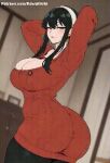  ai_generated back_view backboob bare_thighs big_ass black_hair blush bouncing_ass bouncing_breasts fat_ass gif gigantic_ass gigantic_breasts hair_bun hairband huge_breasts huge_thighs kawaiiarts light-skinned_female light_skin looking_back massive_ass massive_breasts mature_female milf red_eyes solo_female spy_x_family squatting sweat sweatdrop thick_body thick_female thick_thighs thighs voluptuous voluptuous_female yor_briar yor_forger 