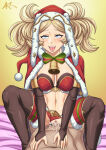 10s 1girl ahegao akazai bell bikini bikini_bottom_aside blonde_hair blue_eyes christmas clothed_sex clothing_aside cosplay cum cum_in_pussy fire_emblem fire_emblem_awakening fire_emblem_heroes fire_emblem_warriors girl_on_top happy_sex hat high_res intelligent_systems lissa_(fire_emblem) medium_breasts navel nintendo open_mouth pov pussy santa_hat sex shiny_skin spread_legs straddling swimsuit tharja_(fire_emblem)_(cosplay) twin_tails uncensored vaginal