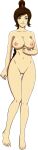 1girl ale-mangekyo ale-mangekyo_(artist) arm_at_side avatar:_the_last_airbender bangs barefoot big_breasts breasts brown_hair cleavage clenched_hands closed_mouth collarbone completely_nude completely_nude_female feet female_only female_solo full_body grey_eyes hand_up high_ponytail knees_together_feet_apart legs long_hair looking_at_viewer mound_of_venus navel neck nickelodeon nipples nude nude_female ponytail pussy shaved_pussy smile standing swept_bangs teenage_girl thighs tied_hair transparent_background ty_lee uncensored