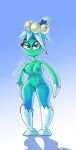 1girl blue_skin breasts ice maxima58 missile_toe_(pvz) mistletoe plant plant_girl plantie plants_vs_zombies purple_eyes pussy pussy
