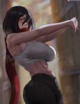 1girl ackerman_mikasa attack_on_titan big_breasts black_hair brown_eyes bubble_butt cleavage horny inviting_to_sex looking_at_viewer mikasa_ackerman oroborus pose shingeki_no_kyojin standing teasing thick_thighs