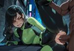 1boy1girl 1girl ai_generated alley bodysuit curvy curvy_female curvy_figure dark-skinned_male kim_possible long_hair night night_sky sex shego