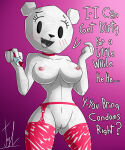 1girl 1girl 1girls anthro bear breasts cartoon_network clothing dialogue dot_eyes genitals high_res lechugansfw lingerie mammal marker markings mob_face nude paper pussy simple_background teri_(tawog) the_amazing_world_of_gumball ursid