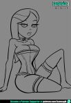big_breasts choker corset grey_background karmagik lineart long_hair phineas_and_ferb simple_background stockings underwear vanessa_doofenshmirtz