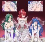 1girl 3_girls :p ;d all_fours alternate_costume anna_(fire_emblem) anna_(fire_emblem_awakening) anus ass ass_focus bare_shoulders bare_thighs bent_over big_ass big_breasts blue_eyes blue_hair bridal_veil bride cecilia_(fire_emblem) cleavage collarbone double_fingering dress fefex female_only fff_threesome fingering fingering_partner fire_emblem fire_emblem:_the_binding_blade fire_emblem_heroes green_eyes green_hair hat intelligent_systems licking_lips lilina_(fire_emblem) long_hair looking_back medium_breasts multiple_girls nintendo official_alternate_costume one_eye_closed open_mouth ponytail pussy pussy_juice red_eyes red_hair rs40uchiha see-through shoulders smile stockings thighs threesome tongue tongue_out vaginal_penetration veil very_long_hair wedding_dress wink yuri