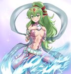 1girl 1girl absurd_res alluring breasts cleavage clothing_cutout fire_emblem fire_emblem_awakening green_eyes green_hair high_res intelligent_systems medium_breasts naga_(fire_emblem) navel nintendo pointy_ears ponytail tiki_(adult)_(fire_emblem) tiki_(fire_emblem)